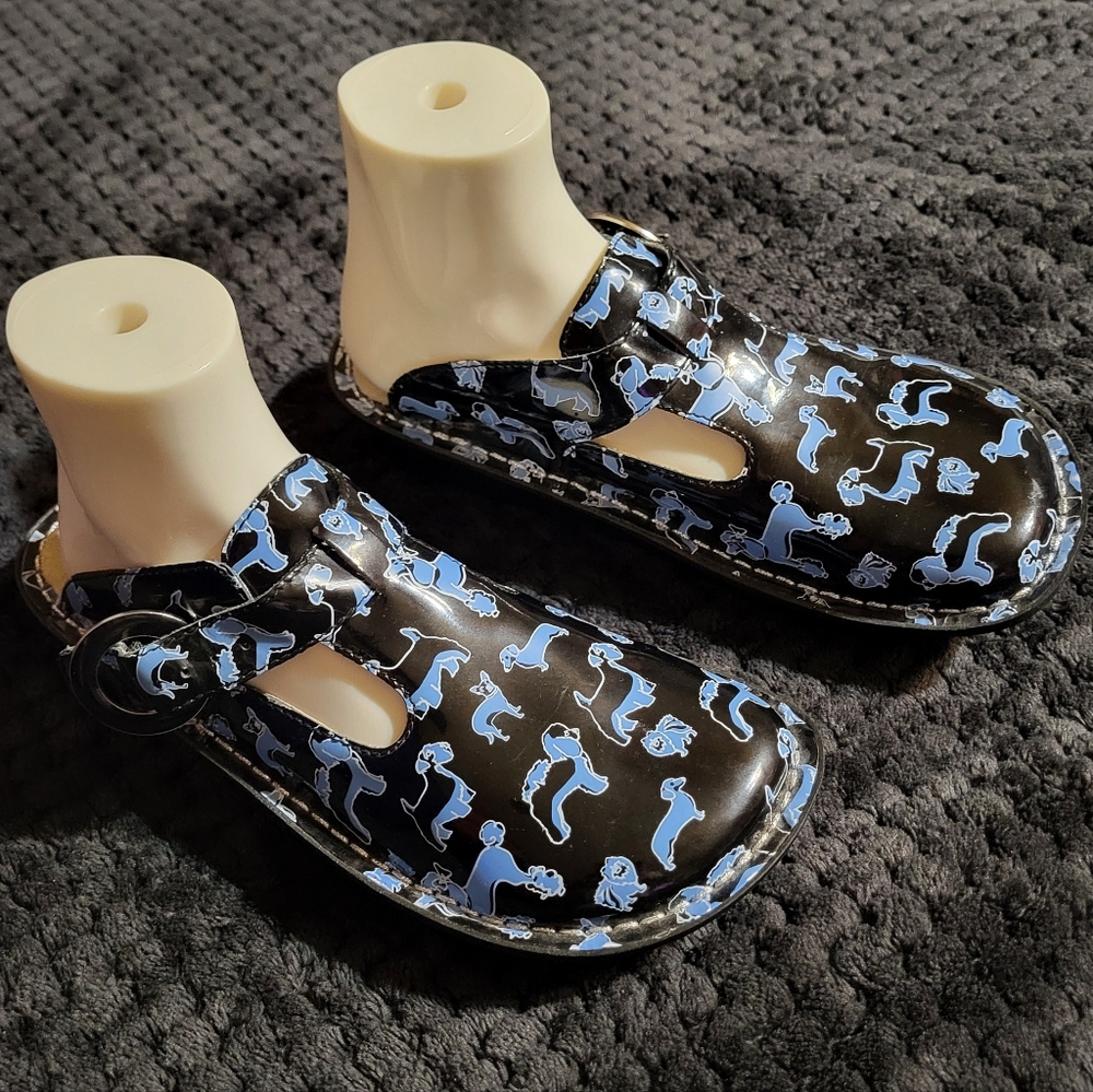 Alegria Dogs Print Buckle Clogs Mary Janes Patent Leather UK 36 US 6 - Picture 2 of 9